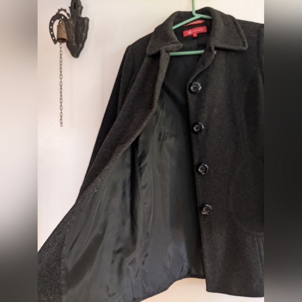Anne Klein Wool Coat Black Petite Large - Picture 6 of 7